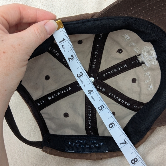 Magnolia Farms Brown Faux Leather Distressed Adjustable Baseball Cap Hat Waco TX - Picture 11 of 12